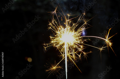 Close up of a sparkler going at night