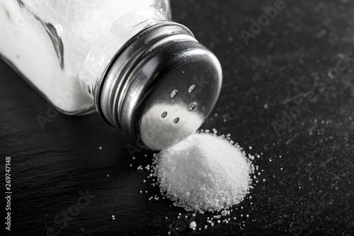 salt scattered from the salt shaker