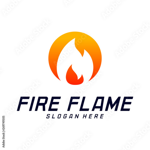 Fire Flame Logo Design Vector Template. Icon Symbol. © Top Studio