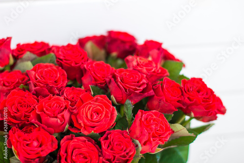 Bouquet of red roses close up