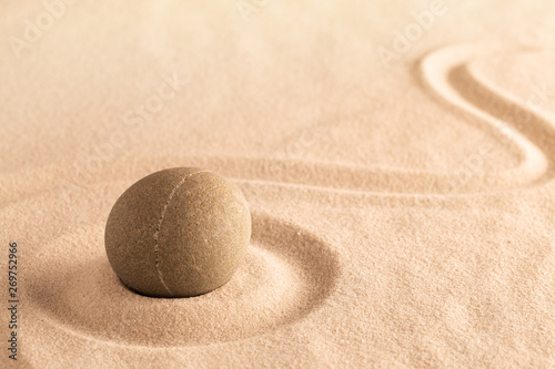 yoga or spa wellness background, Japanese sand and stone garden. Concept for purity, balance and harmony for concentration in mindfulness. .