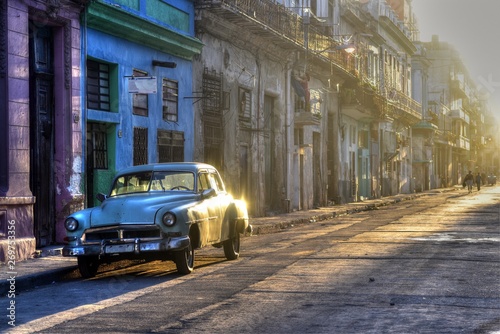 Typical street scene from Havana Vieja in sunrise, Old Havana, Cuba © akturer