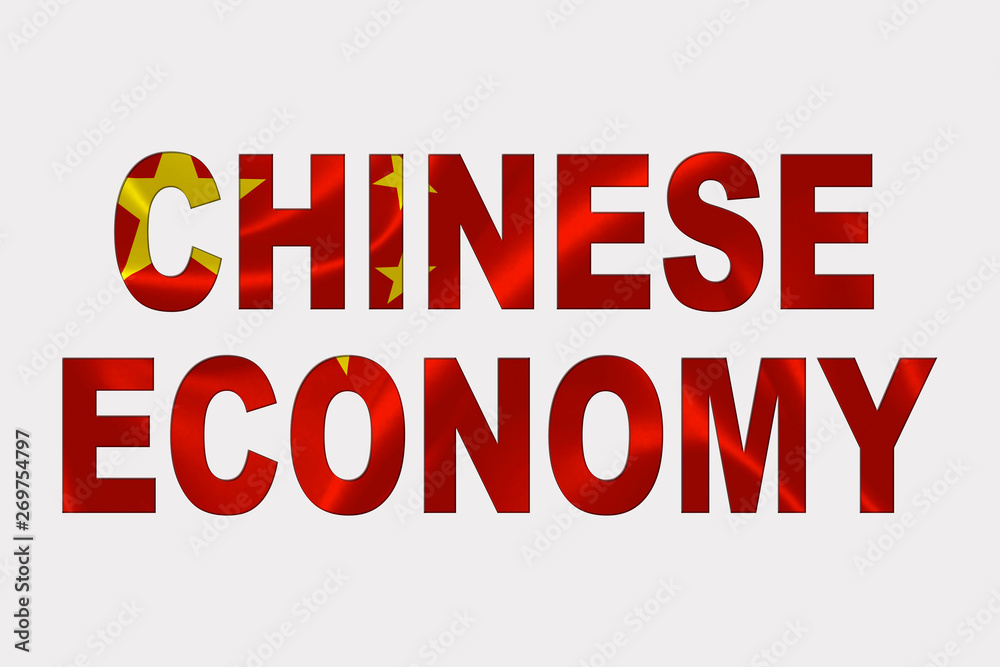 Economy Word over Chinese Flag.