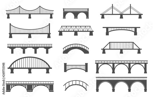 Valokuvatapetti Set of different bridges