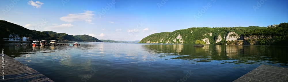 Danube canyon - Cazanele Dunarii - beautiful panorama view  