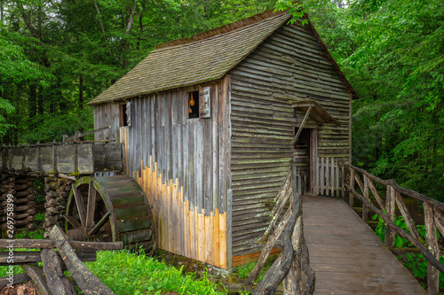 Old water mill in the forest. Smoky Mountains. USA. North Carolina.
