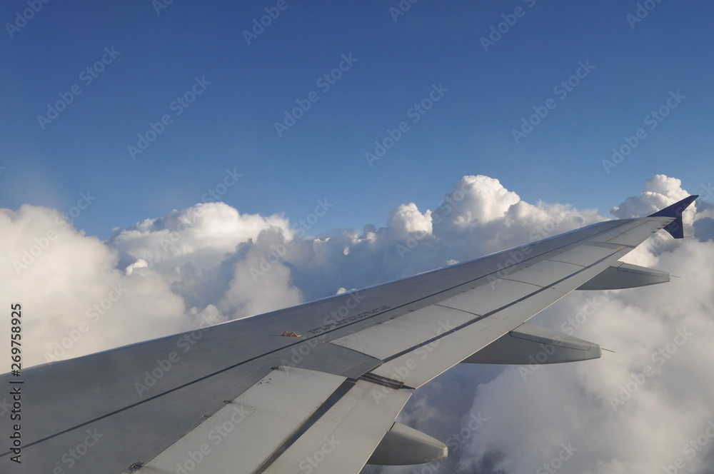 The beautiful view from airplane window sky and cloud The beautiful view from airplane window sky and cloud