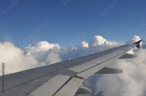 The beautiful view from airplane window sky and cloud