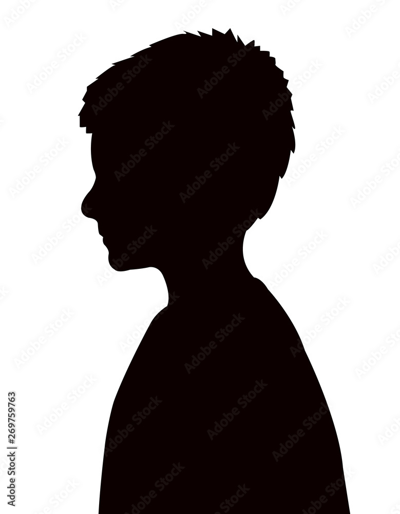 a boy head silhouette vector