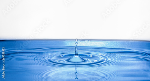 Wassertropfen - Panorama mit wasser und wellen auf blau