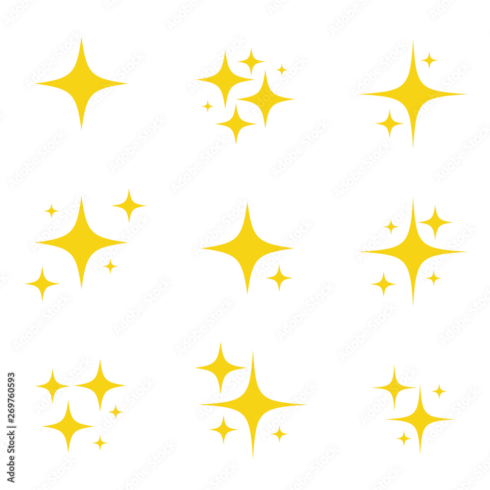 Set of original vector stars sparkle firework, decoration twinkle, shiny flash icon. Vector Illustration - obrazy, fototapety, plakaty 