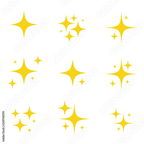 Fototapeta Set of original vector stars sparkle firework, decoration twinkle, shiny flash icon