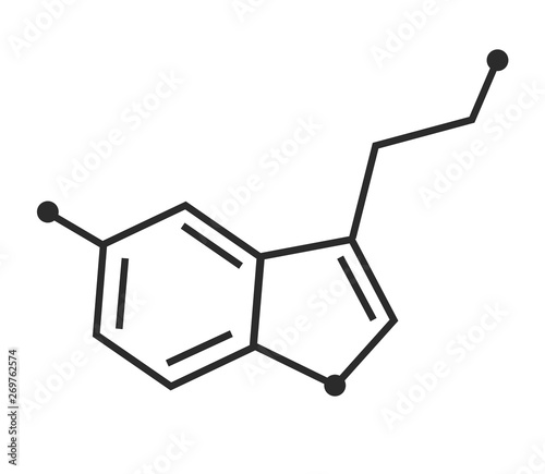 Formula of serotonin on a white background. Vector illustration. photo
