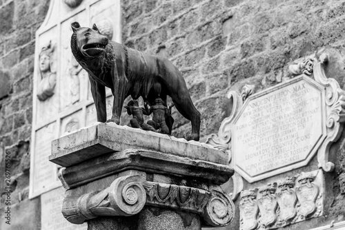 Capitoline Wolf, Italian: Lupa Capitolina - bronze sculpture of she-wolf nurses Romulus and Remus, Capitoline Hill, Rome, Italy