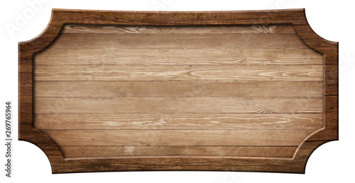 Decorative wooden signboard made of natural wood and with dark frame