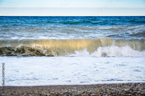 Seascape  view of beach and sea waves