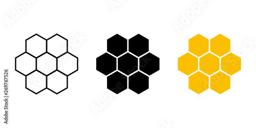 Set of honeycomb isolated on white background. Tasty natural food. Summer nature texture.
