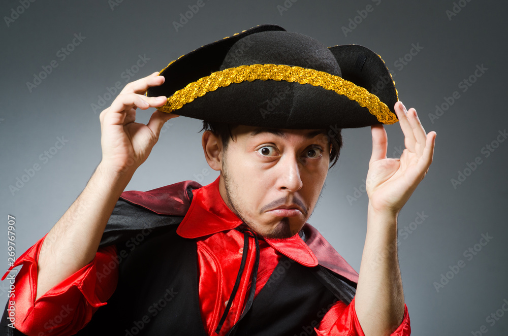 Man pirate against dark background Man pirate against dark background