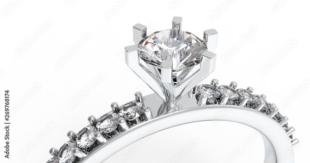 Brilliant Ring isolated on White 3D Rendering Brilliant Ring isolated on White 3D Rendering