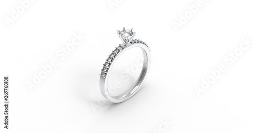 Brilliant Ring isolated on White 3D Rendering