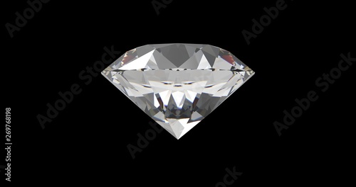 Diamond on Black Background 3D Rendering