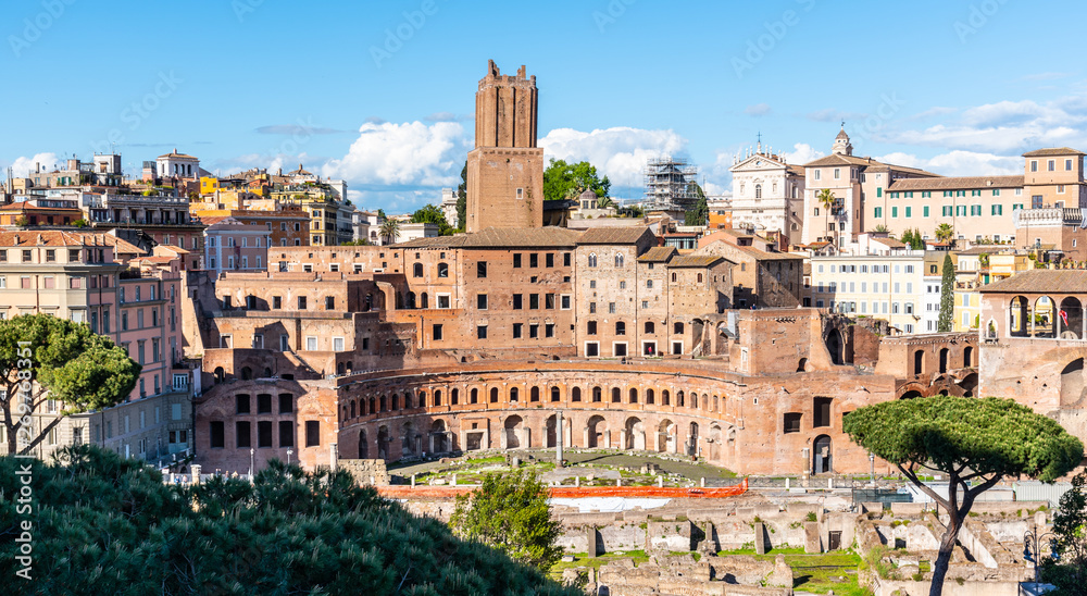 Ancient buildings od Trajans Market, Italian: Mercati di Traiano - the first Roman shopping center, Rome, Italy