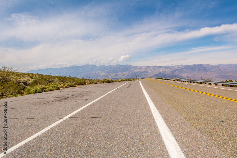 Road crossing the Panamint Range in Death Valley National Park in California. USA Road crossing the Panamint Range in Death Valley National Park in California. USA