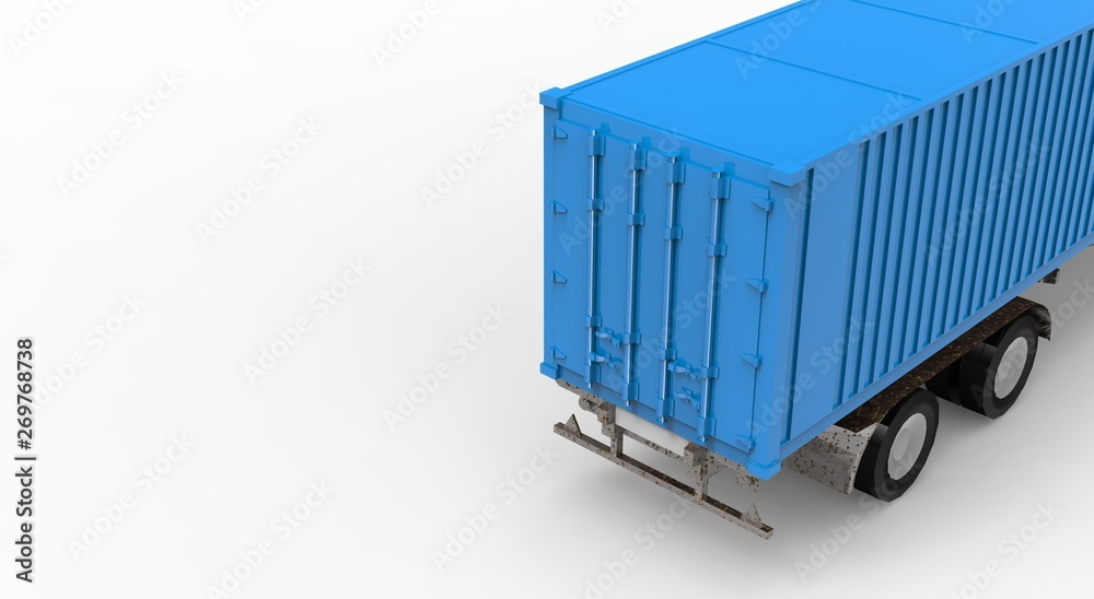 Trailer Container isolated on white 3D Rendering Trailer Container isolated on white 3D Rendering