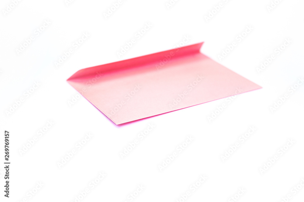 Beauty pink envelope; branding mock up; front view on white background. Beauty pink envelope; branding mock up; front view on white background.