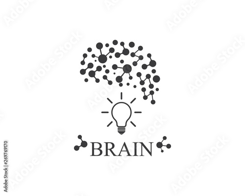 Brain with bulb icon Logo vector of idea and think