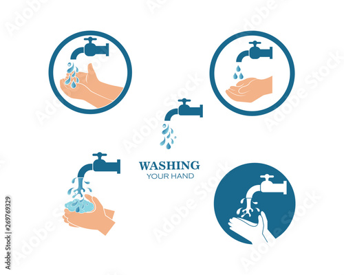 washing hands logo icon vector design