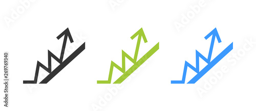 Business grow sign - Financial graph icon flat vector