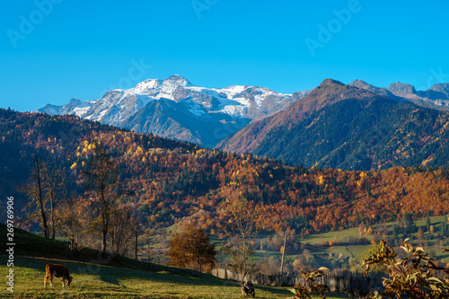 The Caucasus mountains in Svaneti. Beautiful mountain landscape. Georgia.