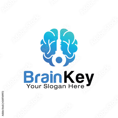 Brain Key logo design template