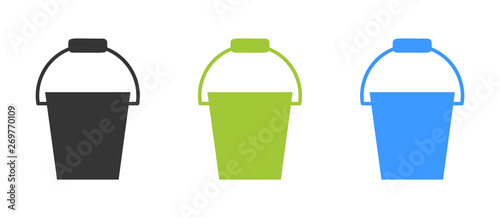 Garden water bucket sign icon vector - flat water bucket