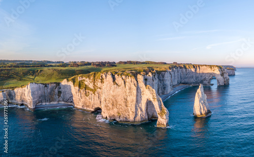 Aerial view, summer in Etretat, France