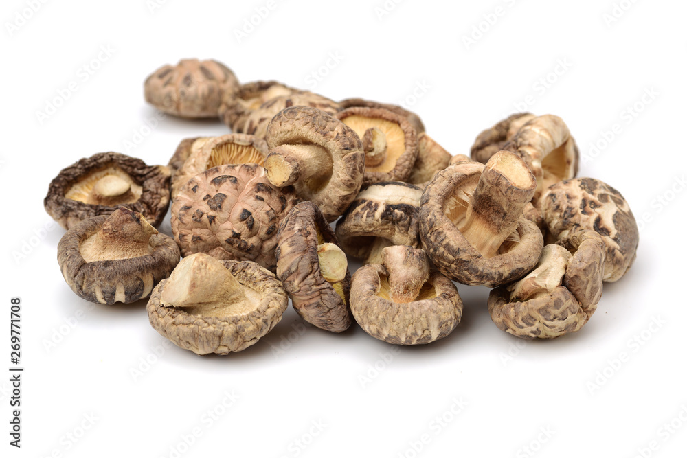 Dry Shiitake Mushroom on white background Dry Shiitake Mushroom on white background