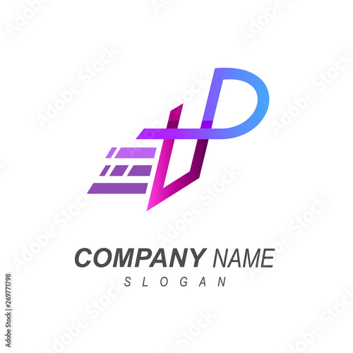 logo letter p using lines and modern looks,  delivery service logo quickly, p icon, speed and delivery express