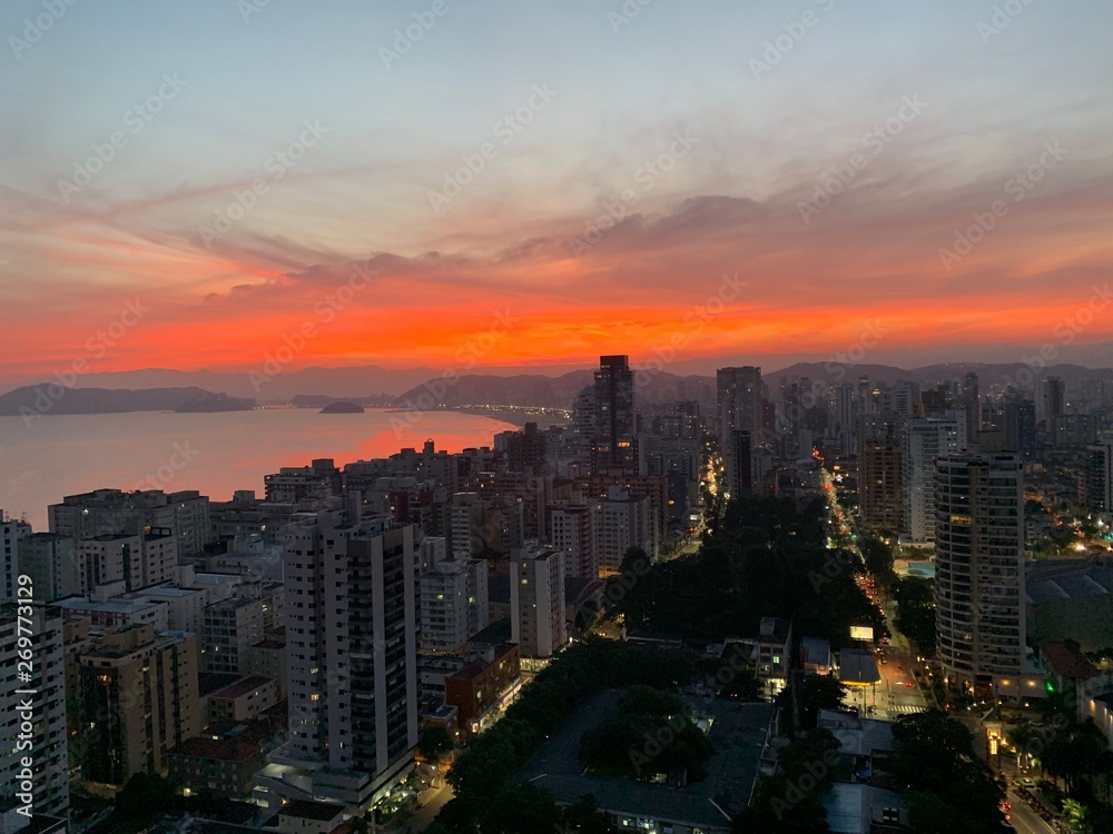 Fototapeta premium Sunset santos beach