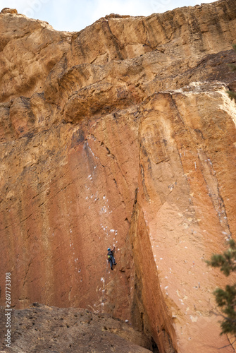 Rock Climber at Smith Rocks, Oregon, USA (Narrow FOV)