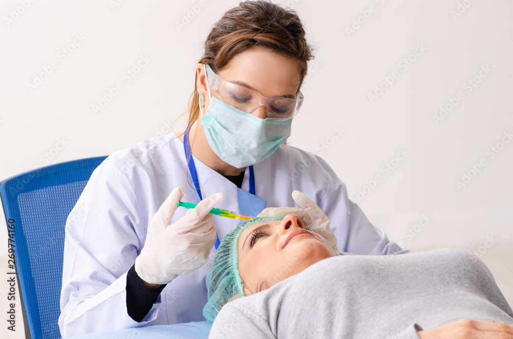 Woman preparing for cosmetic plastic surgery Woman preparing for cosmetic plastic surgery