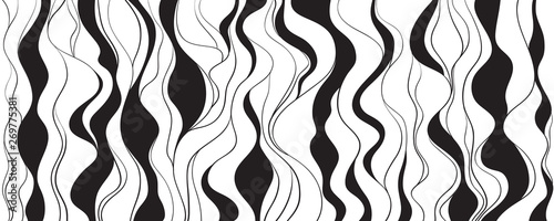 Wavy background. Hand drawn waves. Seamless wallpaper on horizontally surface. Stripe texture with many lines. Waved pattern. Line art. Print for banners, flyers or posters