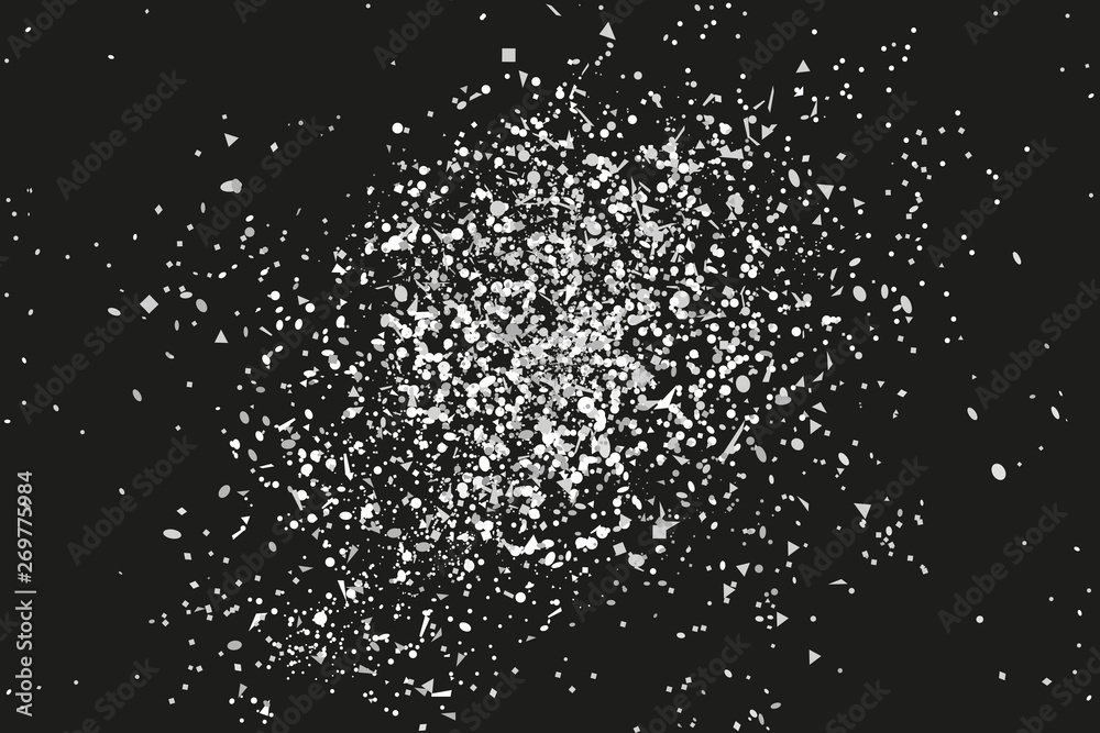 Monochrome confetti on isolated black background. Abstract holiday texture with glitters. Image for banners. Black and white illustration Monochrome confetti on isolated black background. Abstract holiday texture with glitters. Image for banners. Black and white illustration
