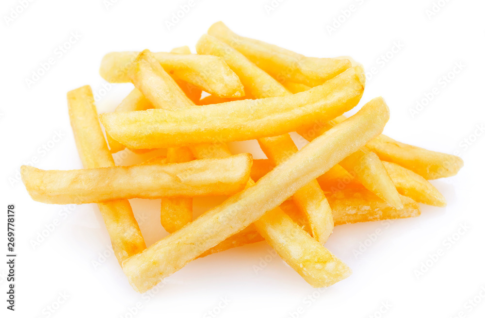 Fried potato on white background Fried potato on white background