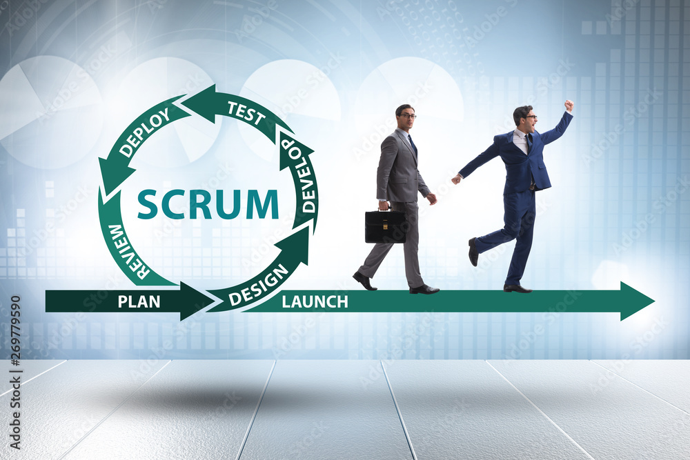 Businessman in agile methods concept Businessman in agile methods concept