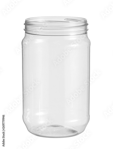 Plastic jar kitchen utensil (with clipping path) isolated on white background