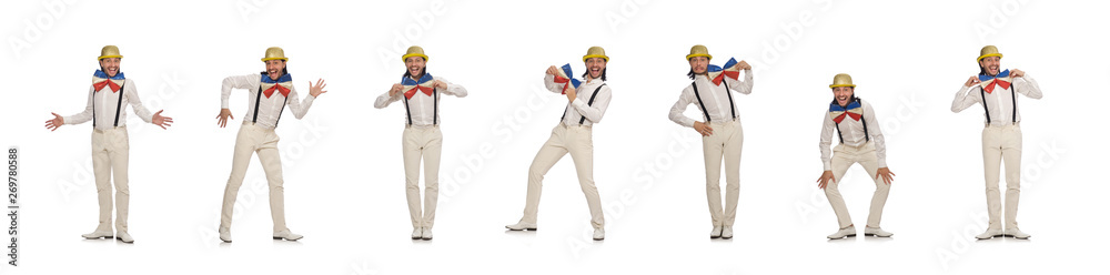 Man in funny concept isolated on white Man in funny concept isolated on white
