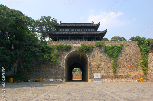 Shence Gate is one gate of City Wall in Nanjing, Jiangsu Province, China. Nanjing City Wall was built between 1360 and 1386 AD when Nanjing City was the capital of China in Ming Dynasty,
