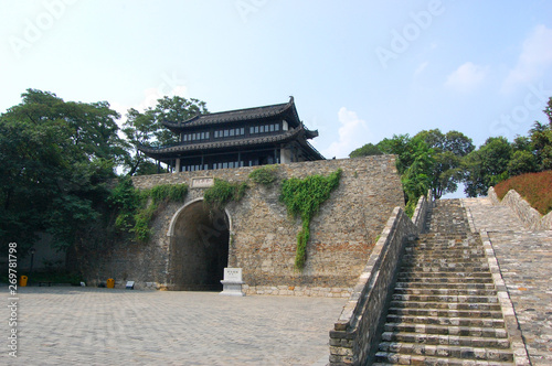 Shence Gate is one gate of City Wall in Nanjing, Jiangsu Province, China. Nanjing City Wall was built between 1360 and 1386 AD when Nanjing City was the capital of China in Ming Dynasty, photo