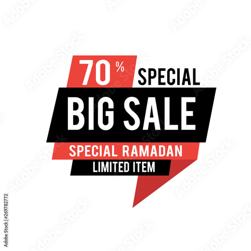 Big Sale Ramadan Special Discount 70% Label Badge Vector Template Design Illustration